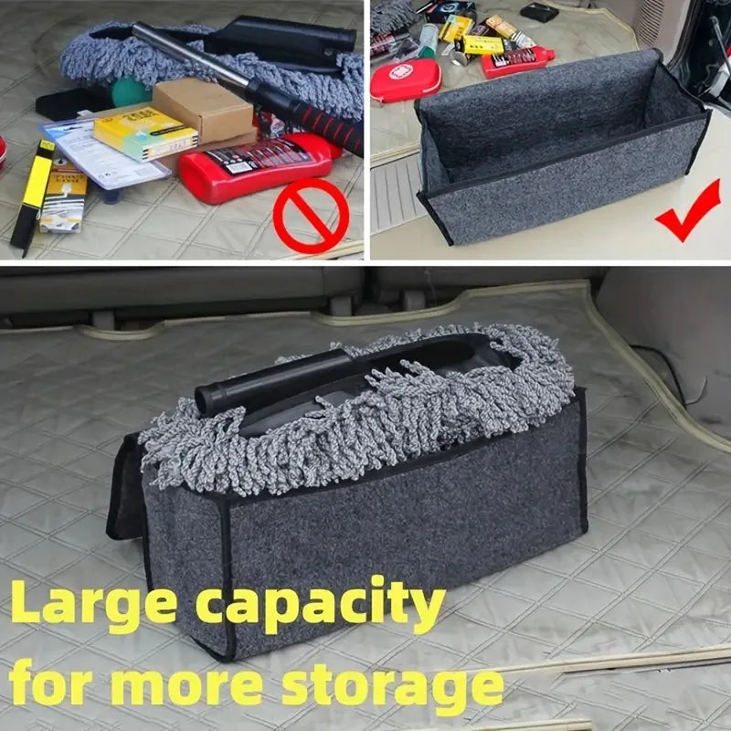 Felt Car Trunk Storage Organizer Bag – Large Compartment, Grey