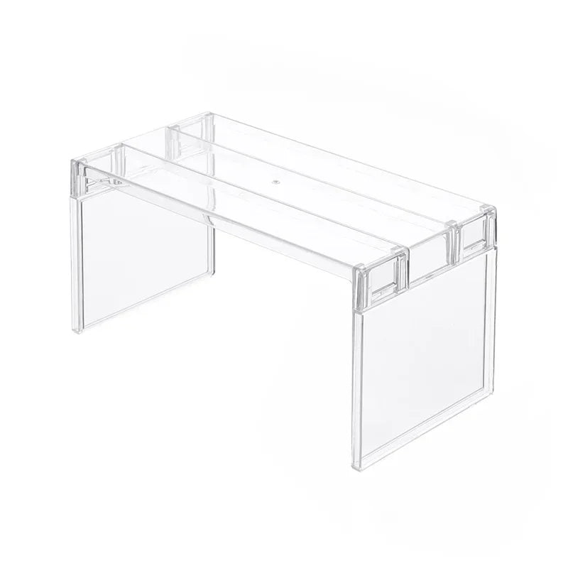 Clear Stackable Cabinet Shelf Divider for Kitchen & Fridge Organization, Plastic, Small or Large