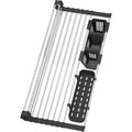Expandable Stainless Steel Over-Sink Drying Rack with Cutlery and Sponge Holders for Kitchen Organization