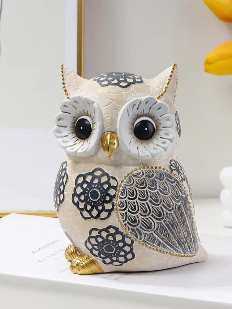 Arden Whimsical Owl Resin Sculpture for Bookshelf & Tabletop Decor