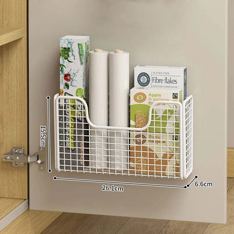 Iron Cabinet Door Storage Basket for Kitchen & Bathroom Organization