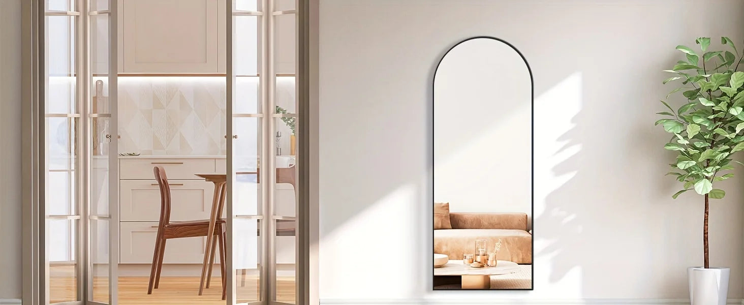 Elowen Arched & Rectangular Full Length Mirror with Aluminum Frame