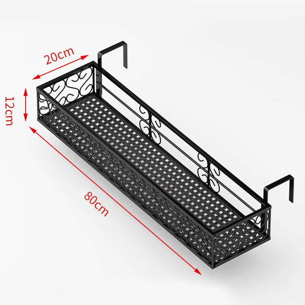 Iron Hanging Railing Planter Shelf for Balcony & Patio
