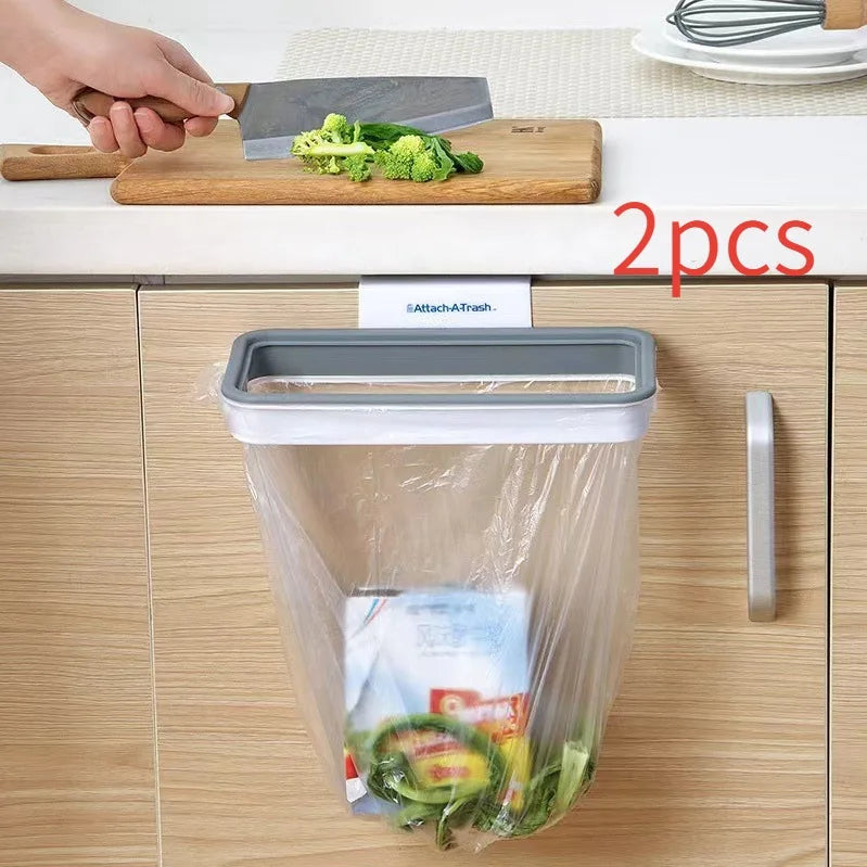 Over-Cabinet Trash Bag Holder with Lid – Grey