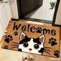 Cartoon black and white cat welcome doormat for the entryway