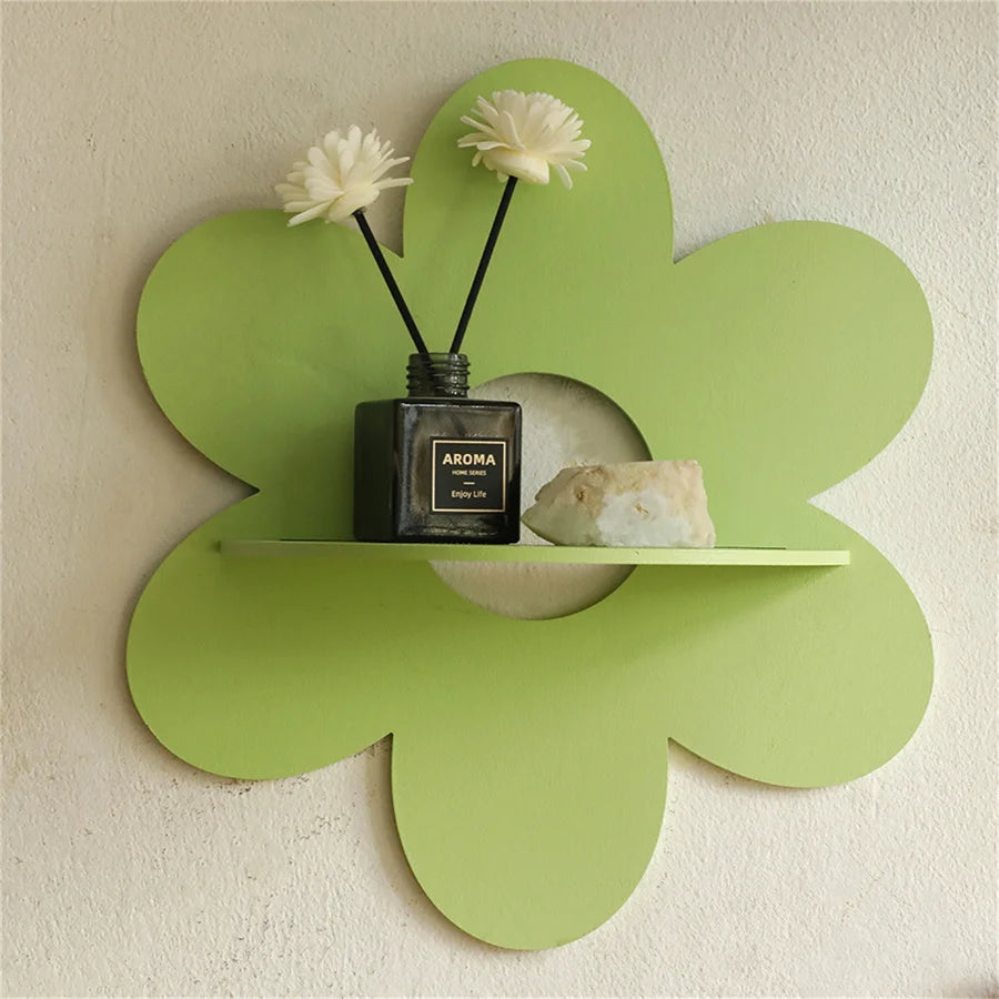 Arden Flower Floating Shelf – Wood Wall Art for Bedroom & Bathroom