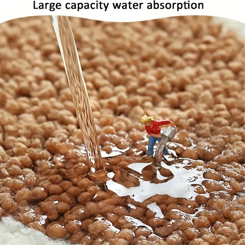 Comparison of non-slip TPR base and alternate backing on underside of footprint bath mat