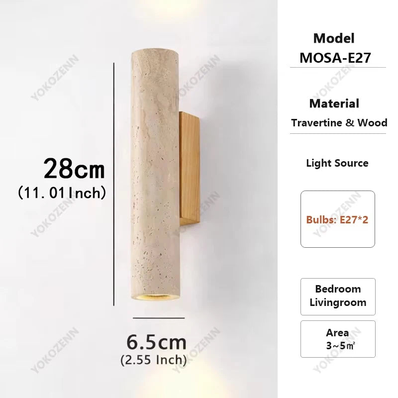 Linden Travertine & Wood Wall Sconce
