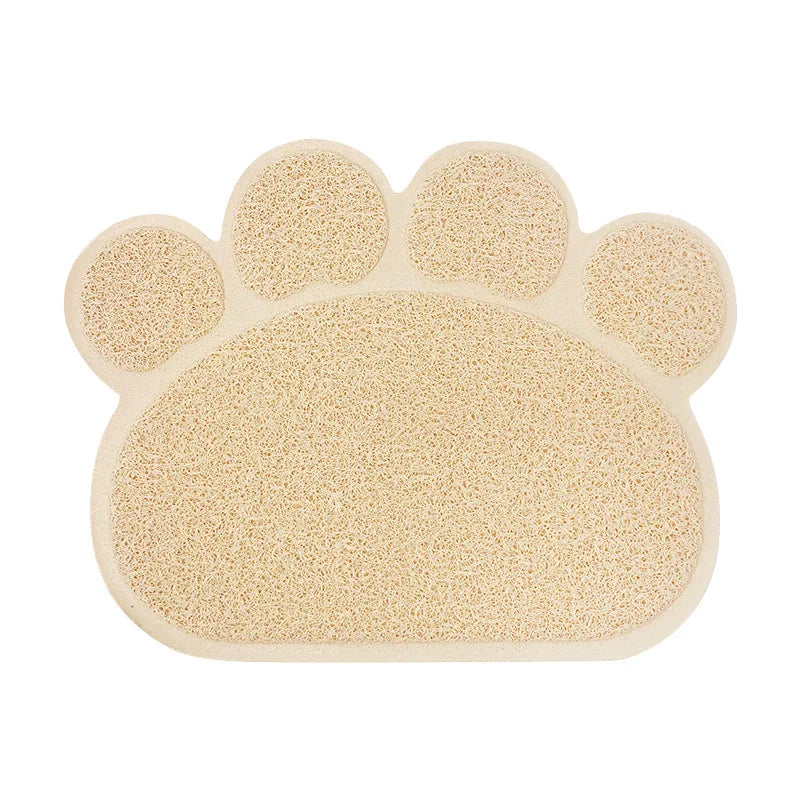 Paw Print Cat Litter Mat – Colorful Non-Slip PVC Floor Protector for Litter Box & Pet Feeding Area
