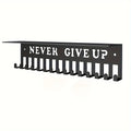 Black Iron Medal and Trophy Display Rack with Shelf – Wall-Mounted Sports Award Holder for Home or Office