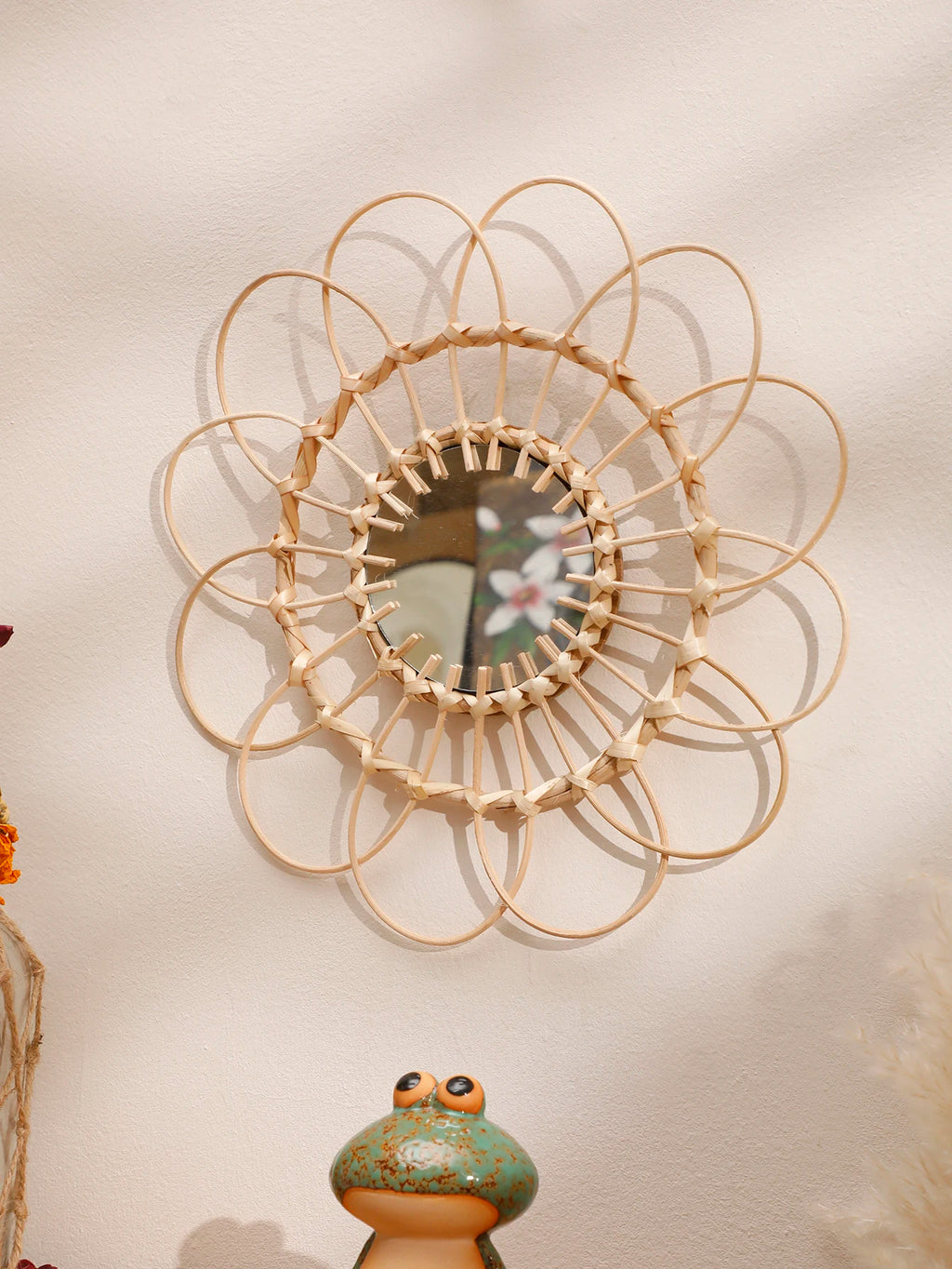 Arden Woven Rattan Wall Mirror – Sunflower Design