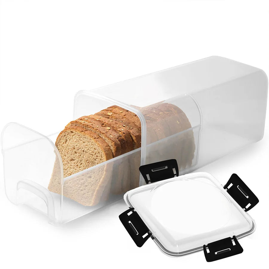 Clear Airtight Bread Box with Lid – Tall Bread Loaf Container