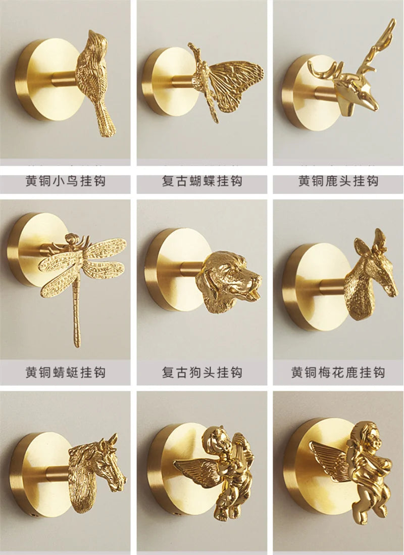 Eden Brass Animal Wall Hook – Sculpted Decorative Hook for Entryway or Bathroom