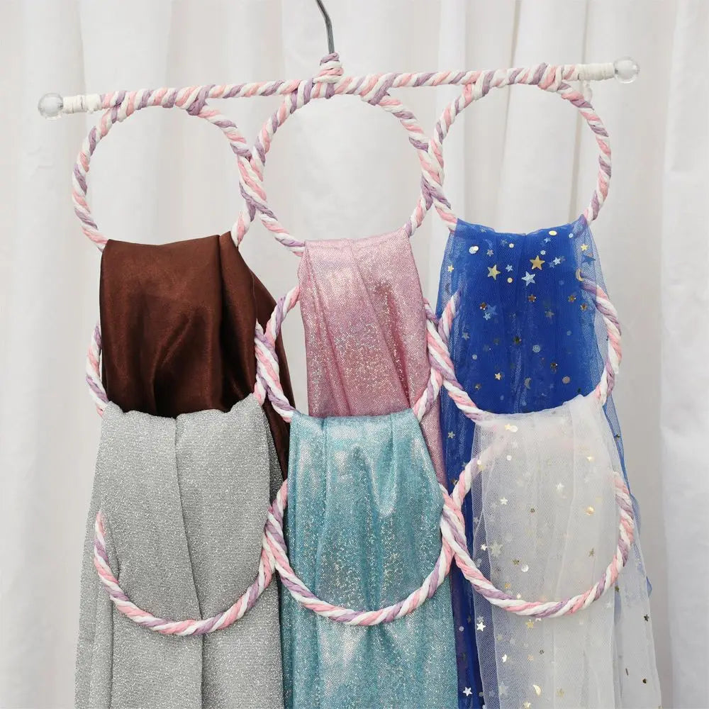 Multi-Ring Rattan Weave Scarf & Accessory Hanger for Closet Organization – 6 to 28 Loops