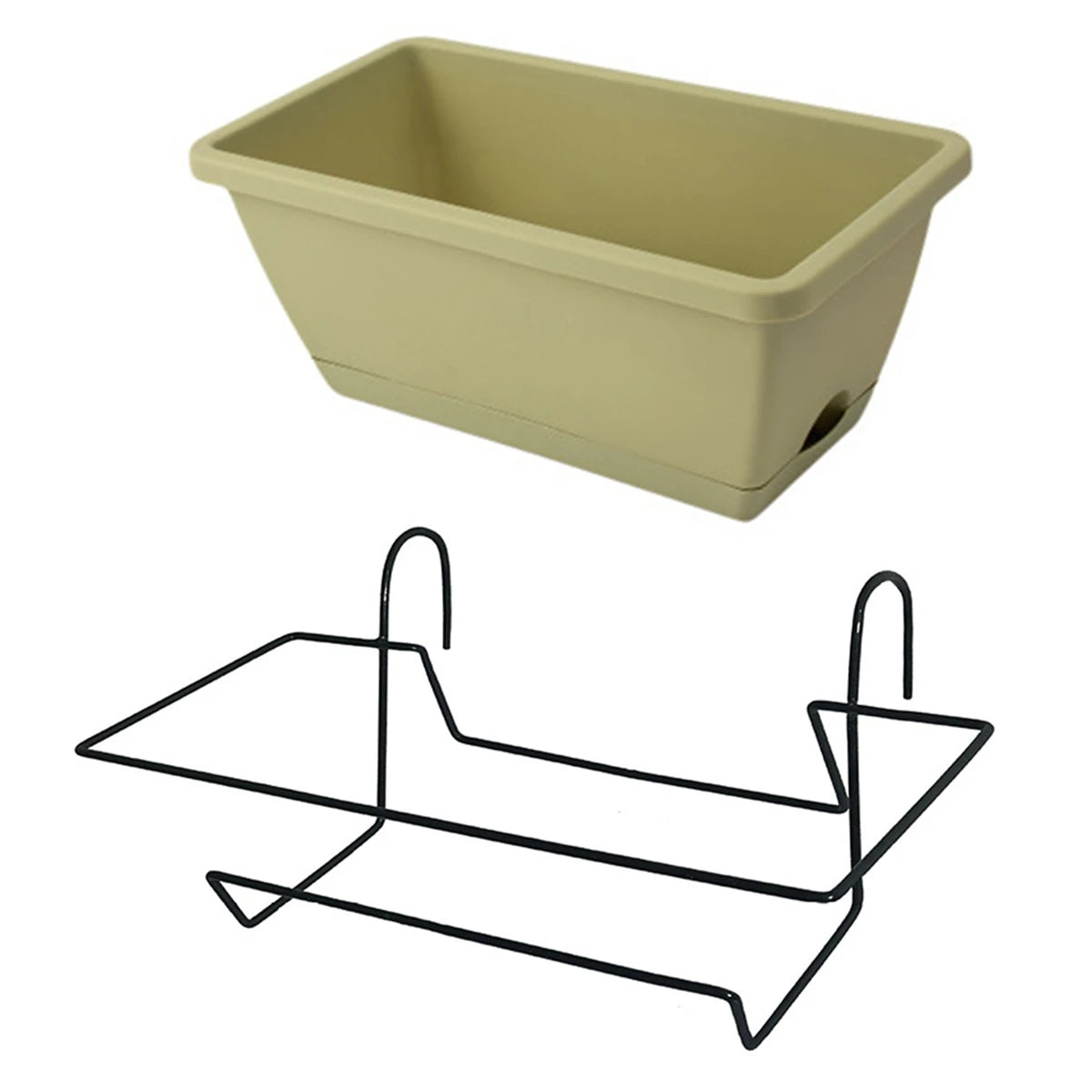 Rectangular Railing Planter with Drainage Tray for Balconies & Patios