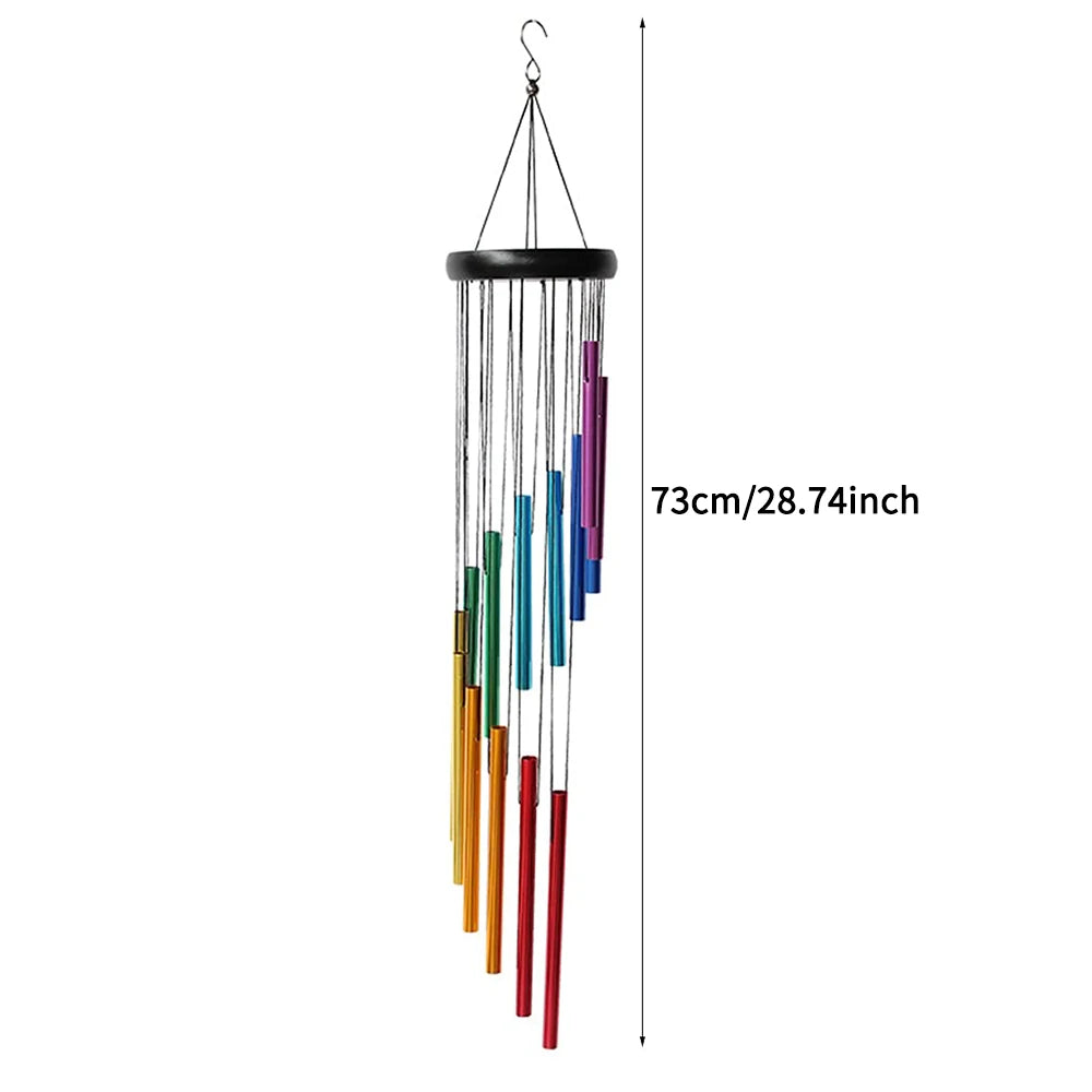 12-tube wind chime with labeled length of 73 cm (28.74 inches)
