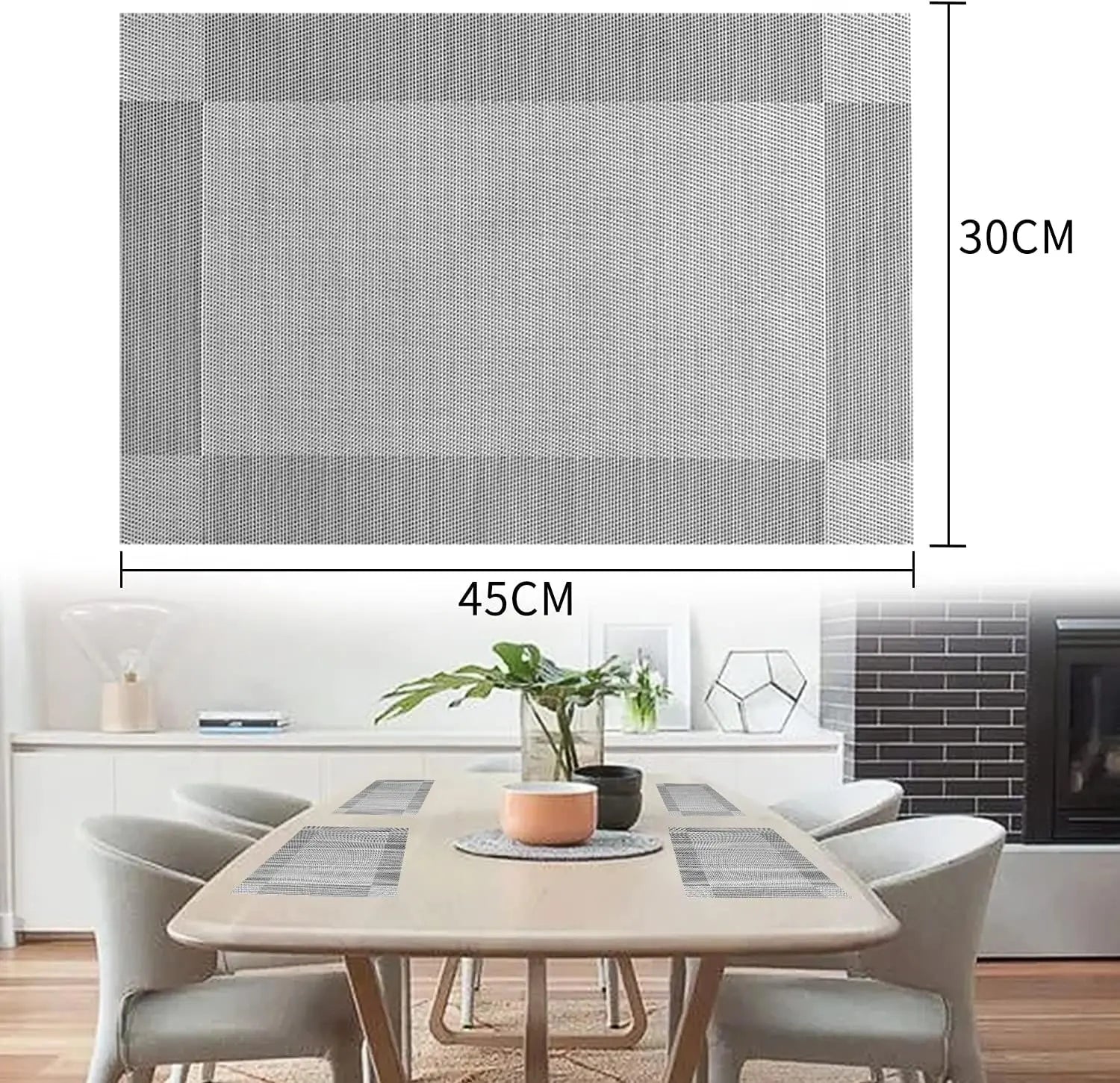 Woven Vinyl Placemats & Coaster Set of 6 for Dining Table
