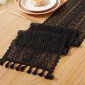 Arden Crochet Lace Table Runner with Tassel – Beige Cotton Blend