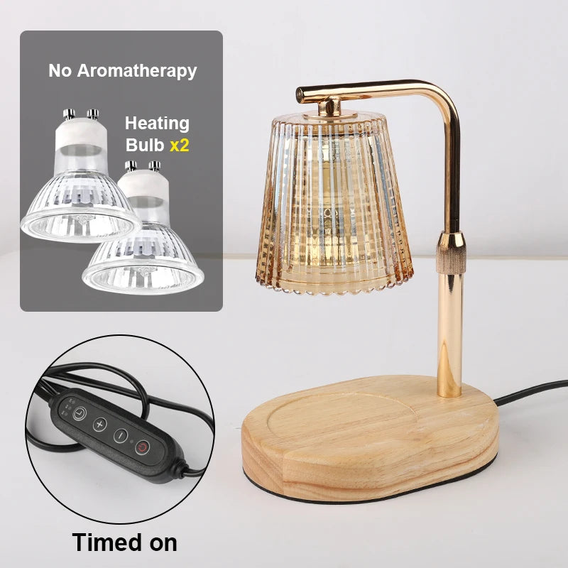 Amber Glass Candle Warmer Lamp with Timer for Bedroom or Living Room