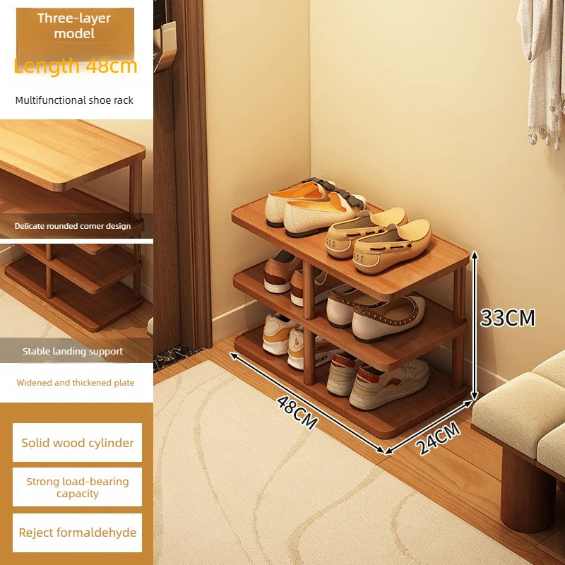 Bamboo Narrow Shoe Rack for Entryway or Small Space
