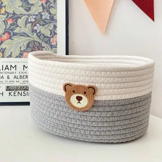 Bear Patch Nursery Storage Basket – Soft-Sided Organizer for Kids’ Rooms