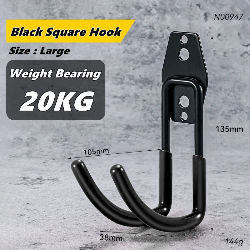 Wall-Mounted Utility Hooks for Garage & Garden Tool Organization