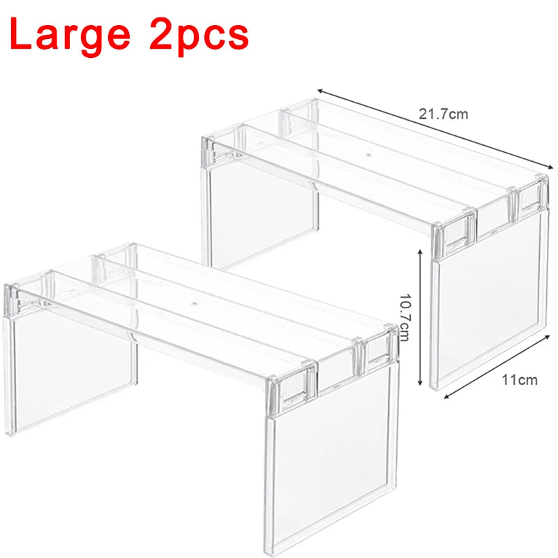 Clear Stackable Fridge Shelf Organizer for Kitchen & Pantry