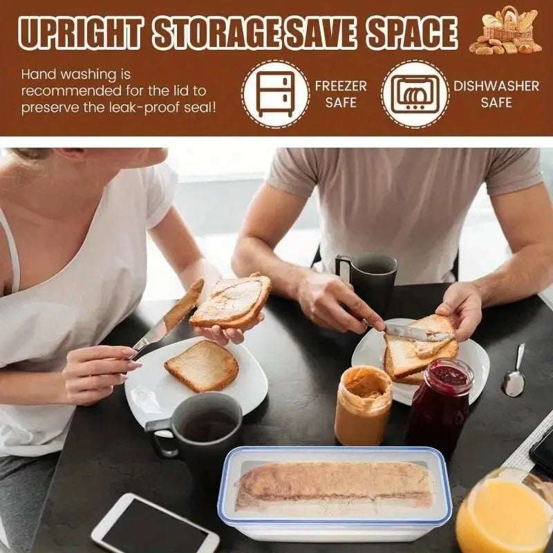 Stackable Airtight Bread Storage Box with Lid – Plastic Loaf & Sandwich Keeper for Fresh Kitchen Counter Organization