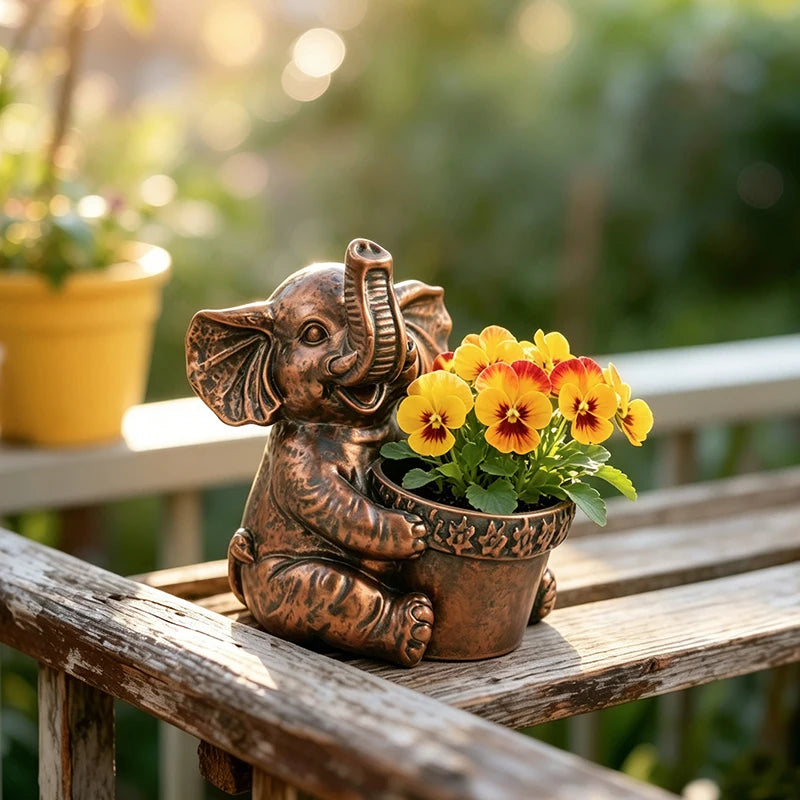 Ellery Elephant Succulent Planter – Resin Decorative Pot