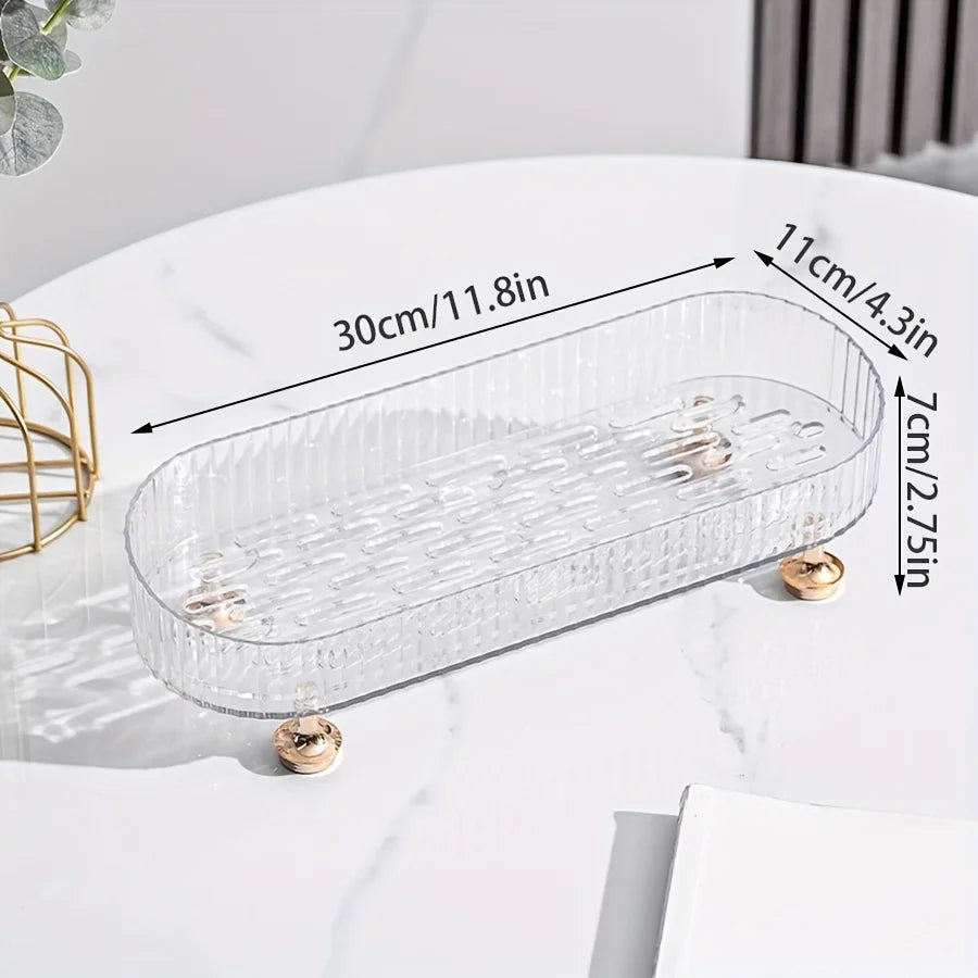 Acrylic Vanity Tray with Gold Feet for Bathroom and Dresser Organization
