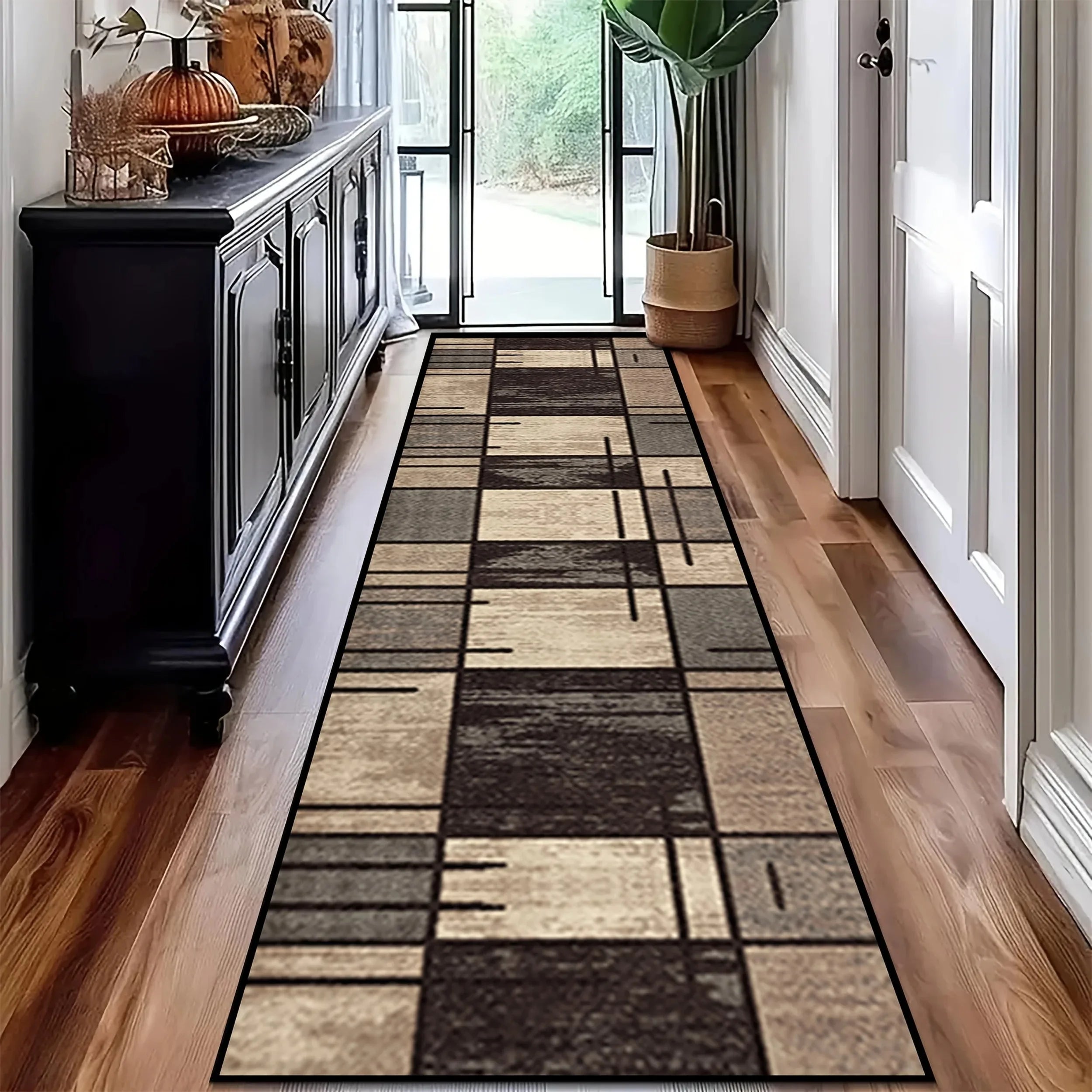 Modern Geometric Runner Rug for Hallways and Living Rooms