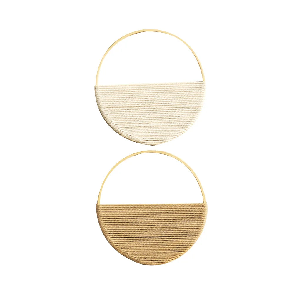 Arden Woven Macrame Wall Hanging – Set of 2 Round Boho Decor