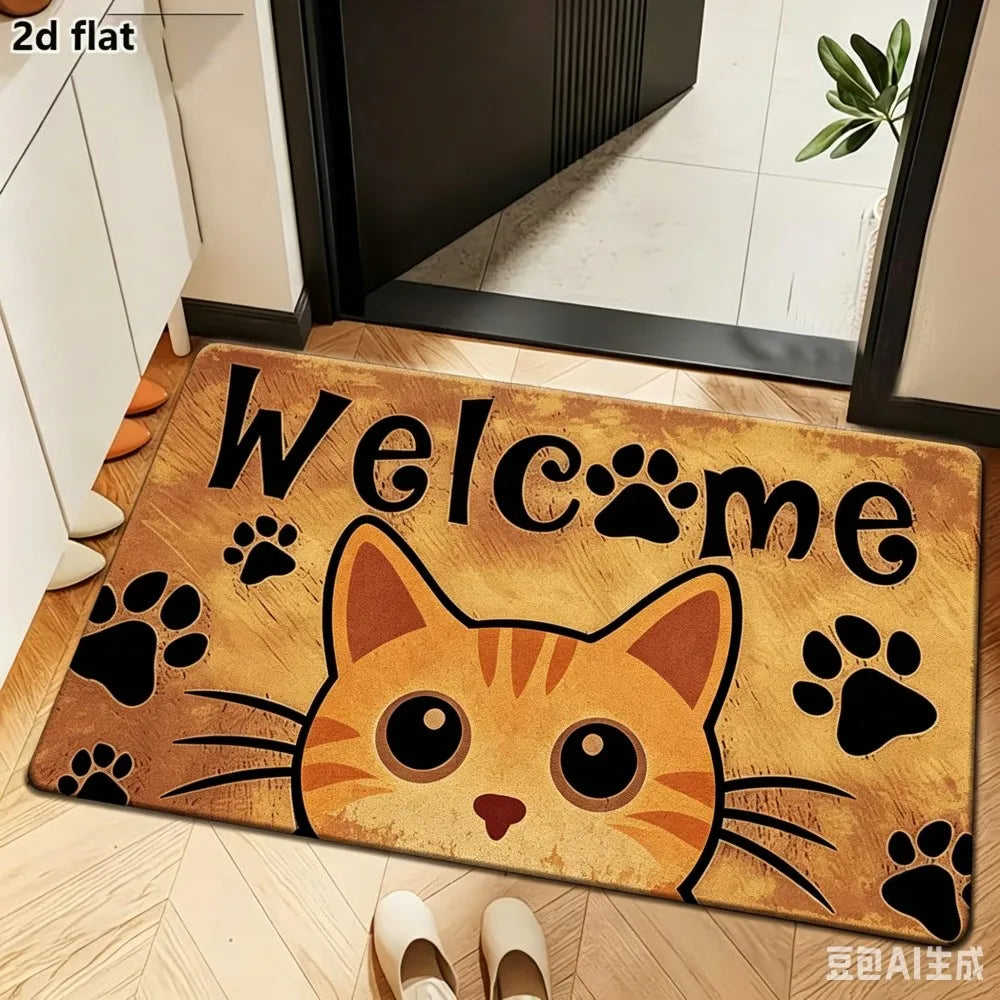 Whisker Friends Cat Welcome Doormat – Cozy Entryway Rug for Cat Lovers