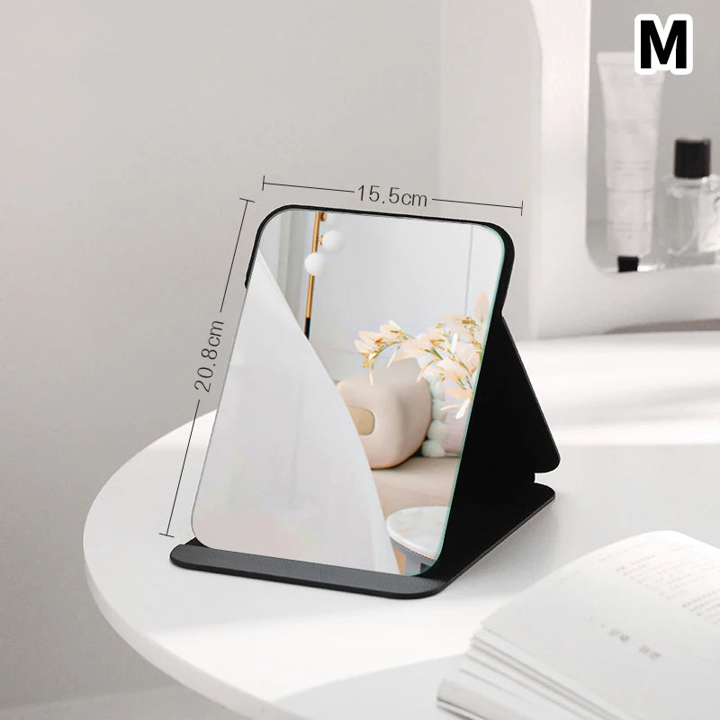 Foldable PU Leather Desktop Makeup Mirror – Black