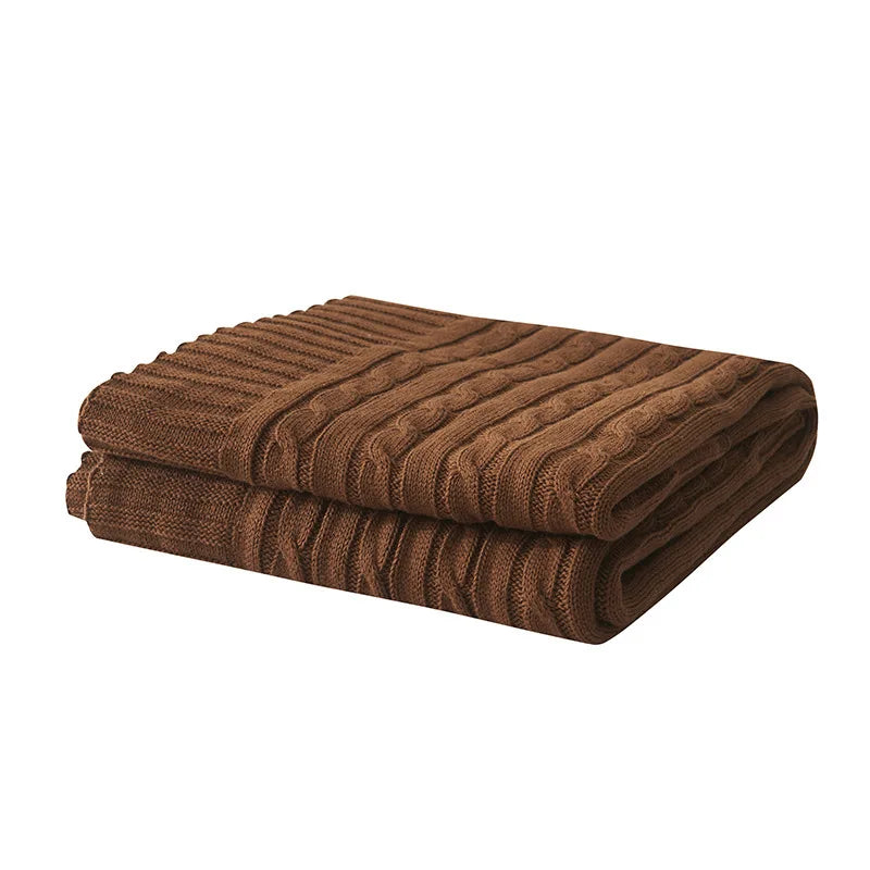 Cable Knit Cotton Throw Blanket – Cozy Decorative Bed & Sofa Blanket