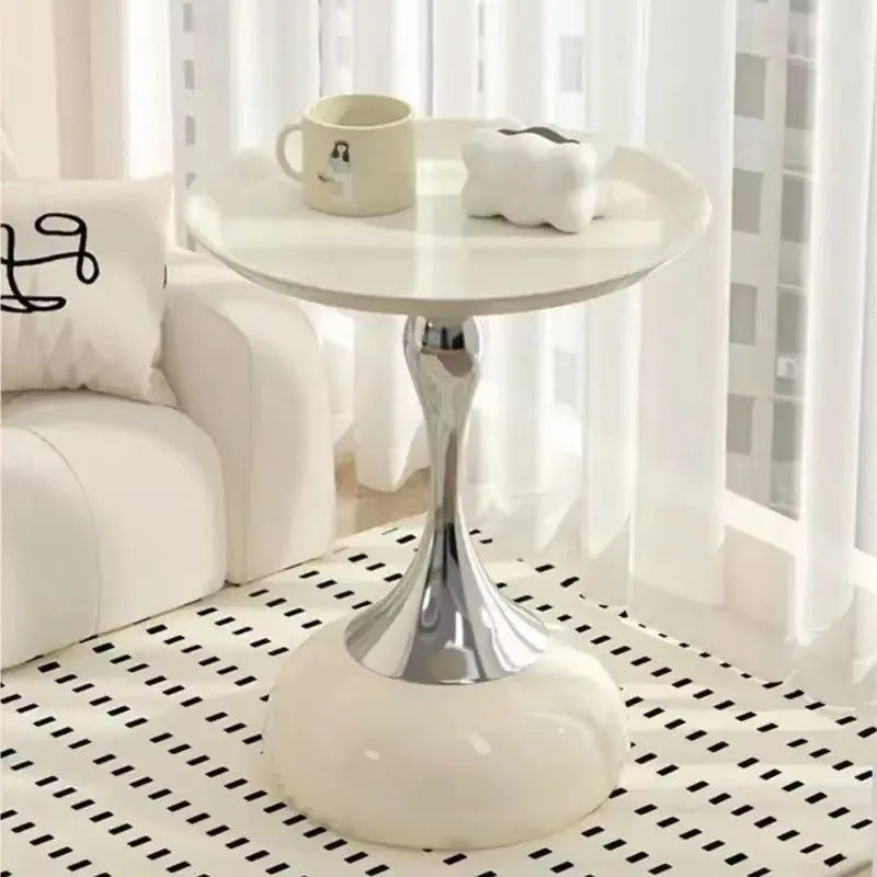 Modern Metal Round Side Table for Living Room, Bedroom, or Balcony