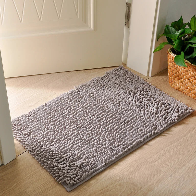 Grey Microfiber Dog Doormat for Muddy Paws – Absorbent Entryway Mat