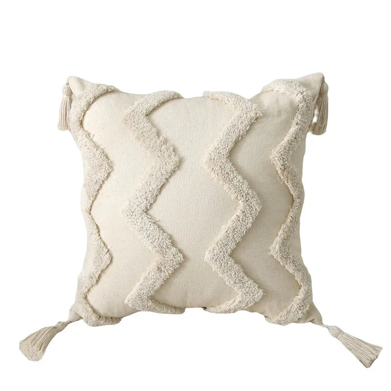 Sadie Tufted Cotton Tassel Pillow Cover