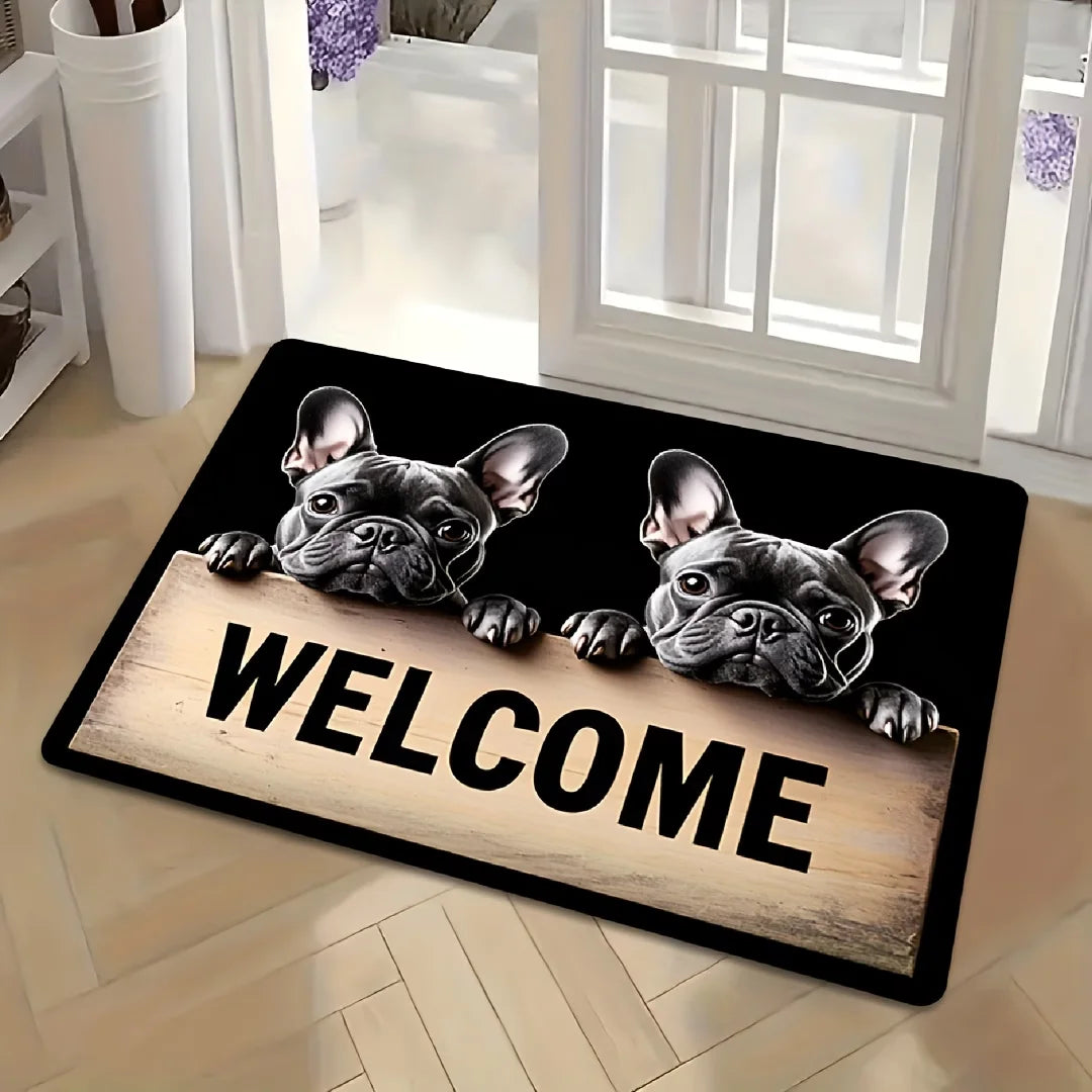 French Bulldog Print Doormat – Soft Anti-Slip Mat for Entryway, Kitchen, or Bath