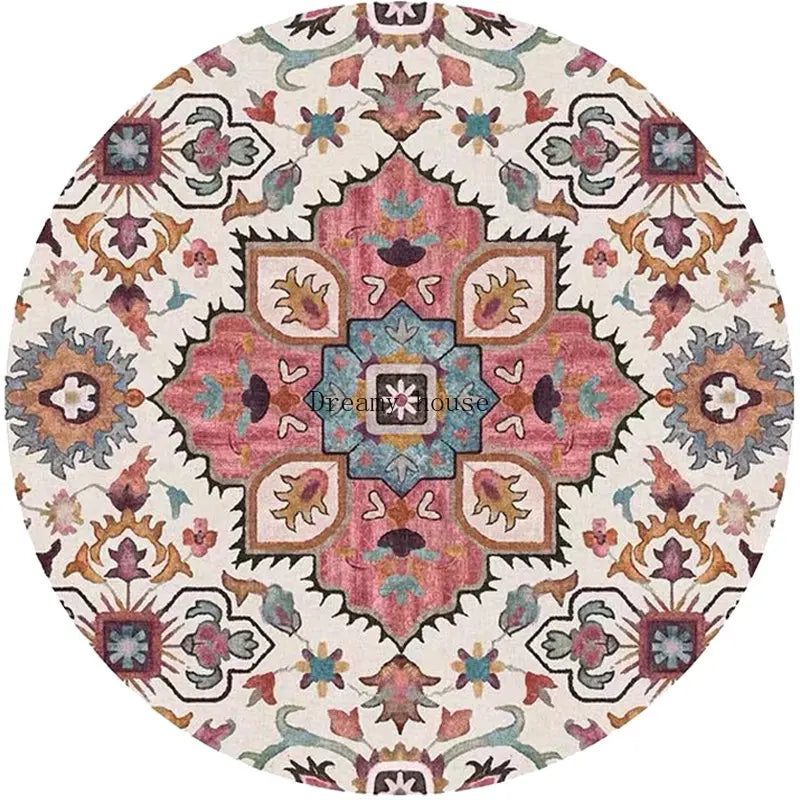 Adara Vintage Round Persian-Style Rug for Living Room or Bedroom