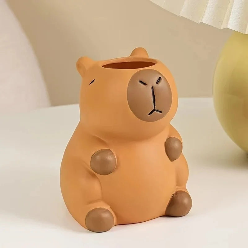 Capybara & Mushroom Desk Pen Holders – Cute Plastic Organizer for Home Office, Vanity, or Study
