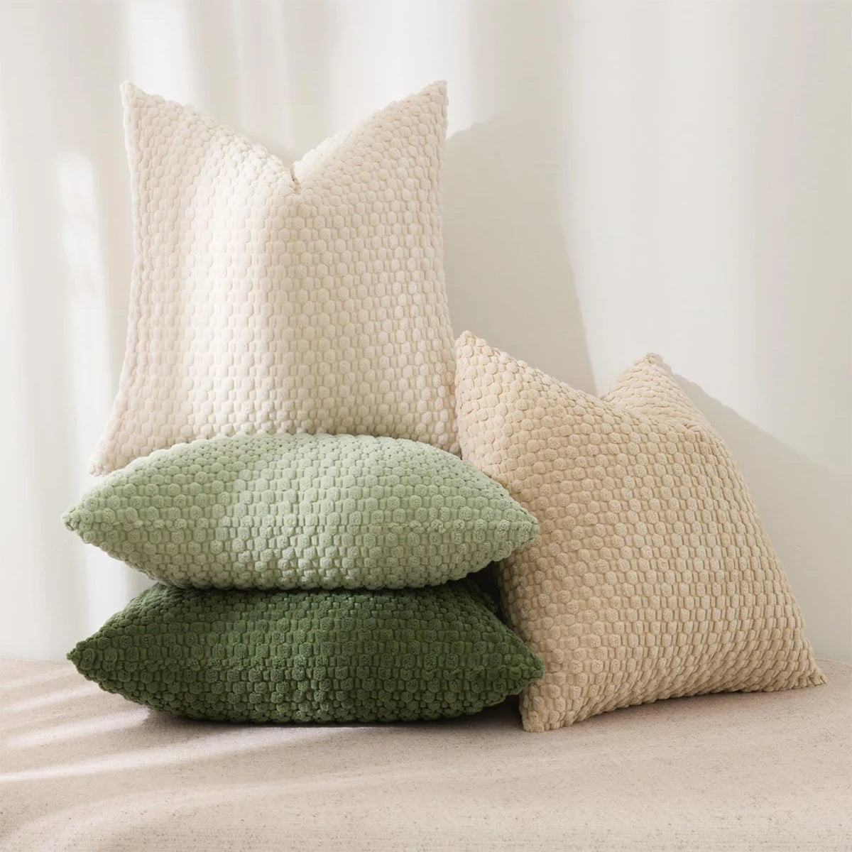 Arlo Textured Corduroy Pillow Cover – Square Boho Accent for Living Room or Bedroom