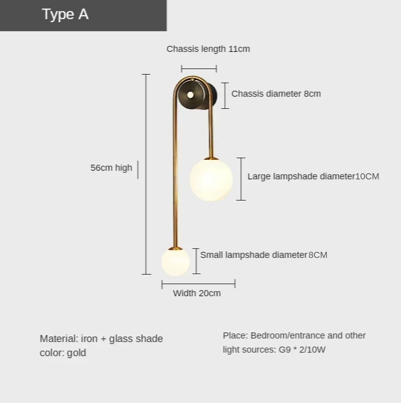 Soren Globe Glass Wall Sconce – Gold Modern Bedroom & Living Room Light