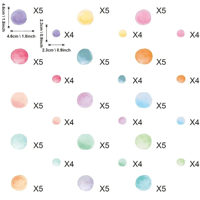 Boho Rainbow Polka Dot Removable Wall Decals for Kids’ Bedroom & Nursery