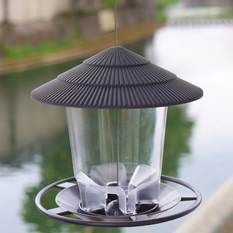 Hanging Bird Feeder with Waterproof Roof for Garden or Balcony