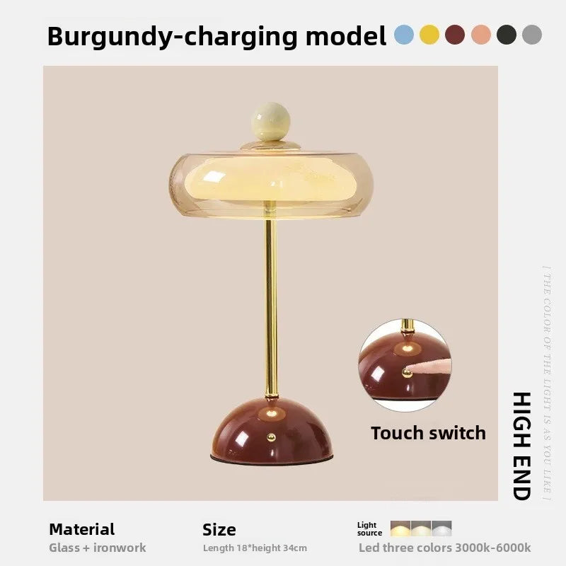 Clementine Mushroom Table Lamp – Rechargeable Modern Bedside Light