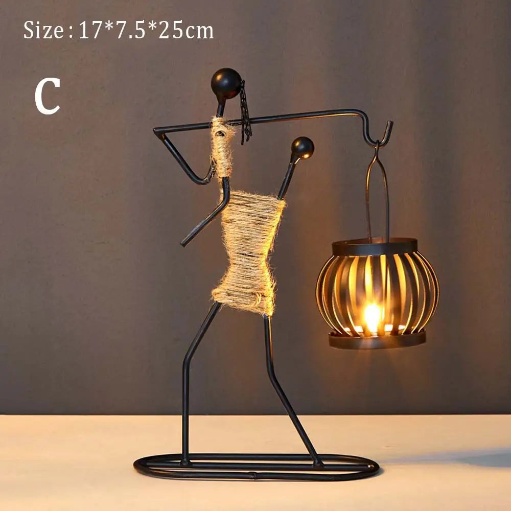 Nadira Abstract Character Metal Candle Holder for Living Room & Tabletop Decor
