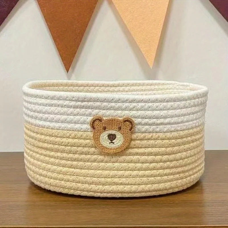 Bear Patch Nursery Storage Basket – Soft-Sided Organizer for Kids’ Rooms