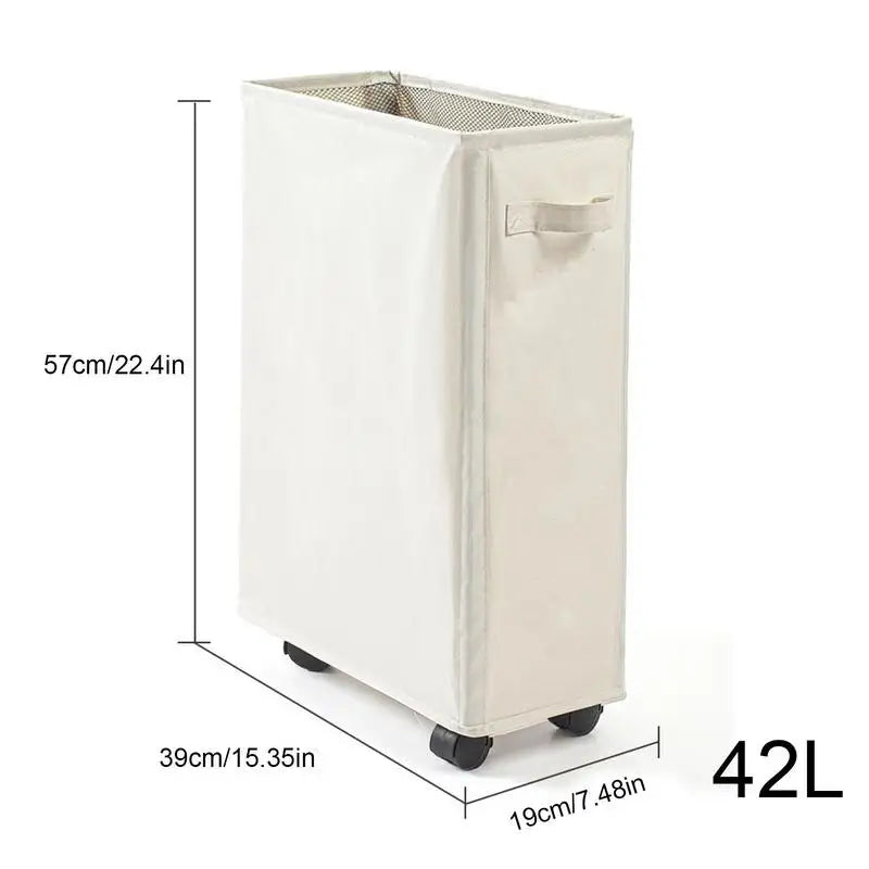Slim Rolling Laundry Hamper with Handle – 42L Oxford Bin