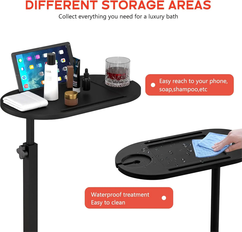 Freestanding Adjustable Bathtub Side Table Tray